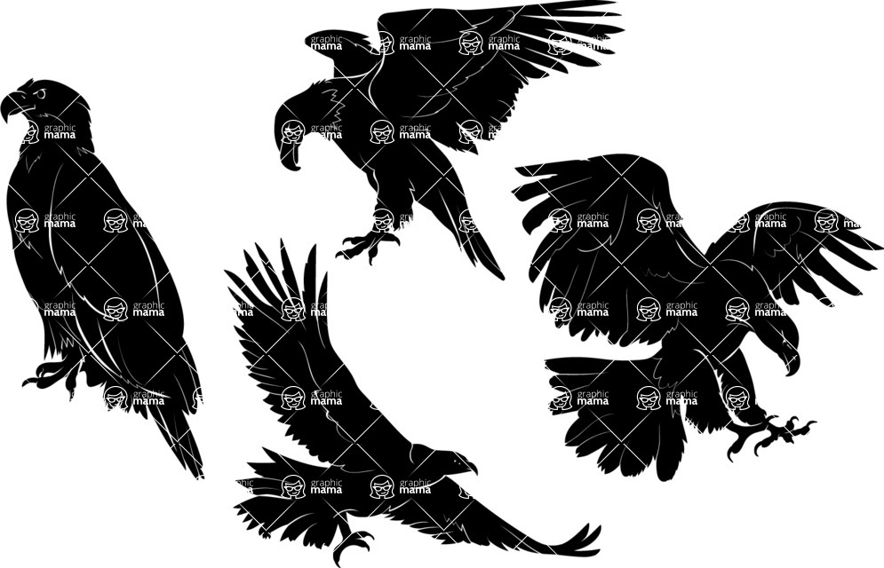 Vector silhouettes - Vector Eagle Silhouettes Set